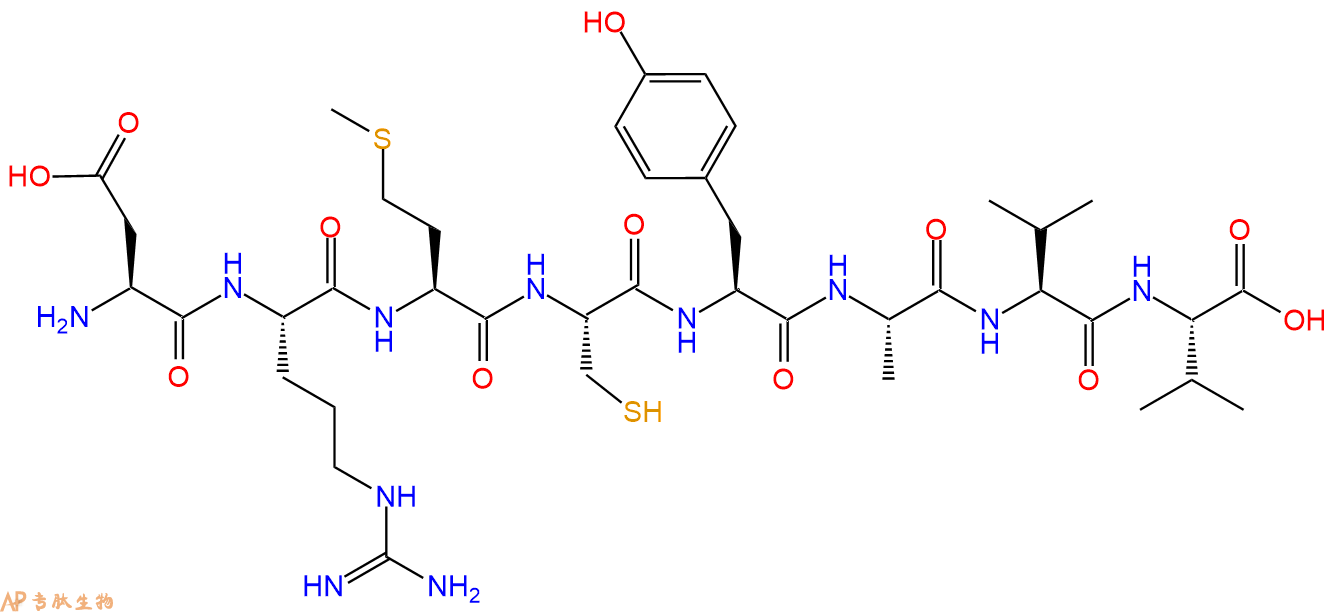 多肽DRMCYAVV的参数和合成路线|三字母为Asp-Arg-Met-Cys-Tyr-Ala-Val