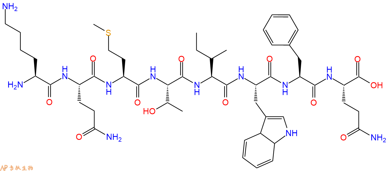 多肽KQMTIWFQ的参数和合成路线|三字母为Lys-Gln-Met-Thr-Ile-Trp-Phe