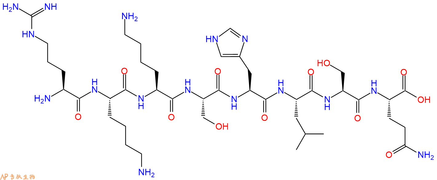 多肽RKKSHLSQ的参数和合成路线|三字母为Arg-Lys-Lys-Ser-His-Leu-Ser