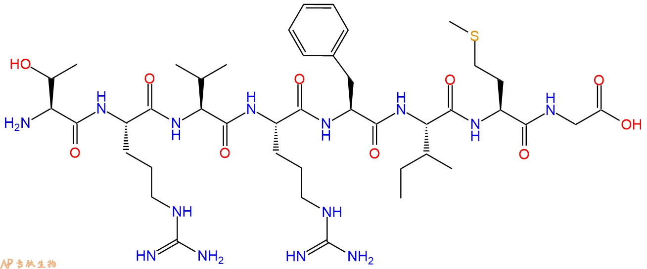 多肽TRVRFIMG的参数和合成路线|三字母为Thr-Arg-Val-Arg-Phe-Ile-Met