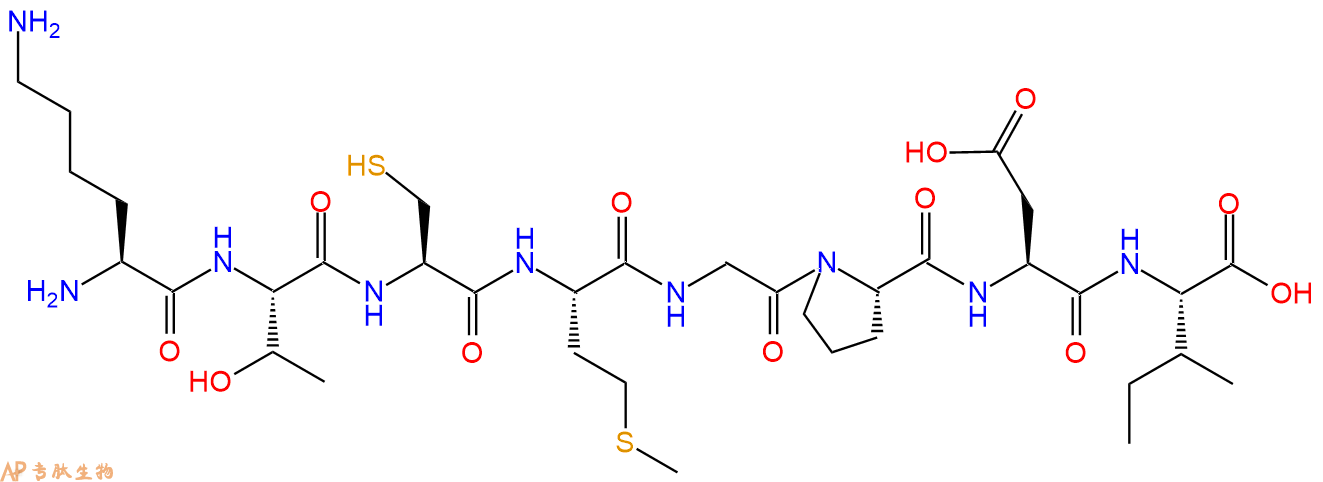 多肽KTCMGPDI的参数和合成路线|三字母为Lys-Thr-Cys-Met-Gly-Pro-Asp