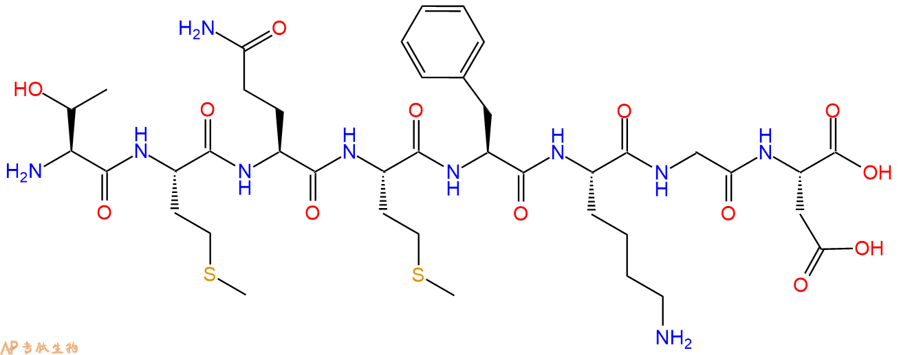 多肽TMQMFKGD的参数和合成路线|三字母为Thr-Met-Gln-Met-Phe-Lys-Gly