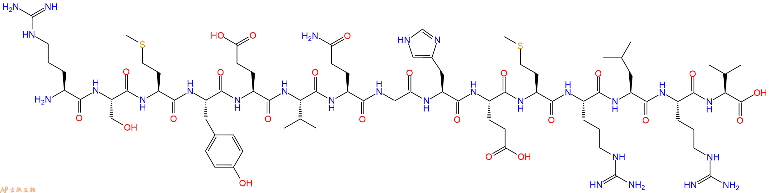 多肽RSMYEVQGHEMRLRV的参数和合成路线|三字母为Arg-Ser-Met-Tyr-Glu-
