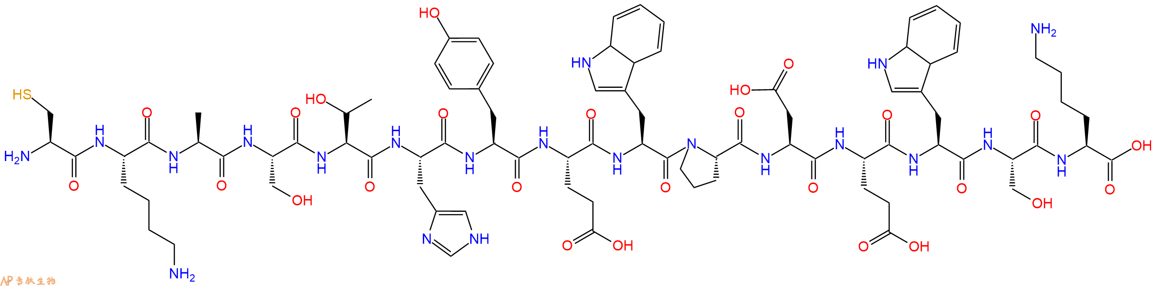 多肽CKASTHYEWPDEWSK的参数和合成路线|三字母为Cys-Lys-Ala-Ser-Thr-