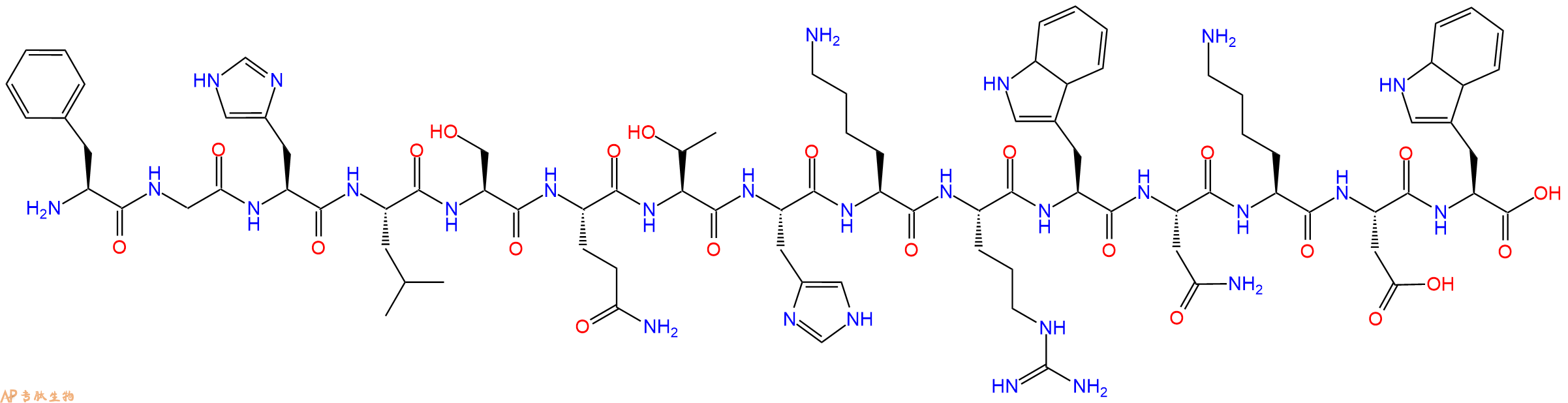 多肽FGHLSQTHKRWNKDW的参数和合成路线|三字母为Phe-Gly-His-Leu-Ser-