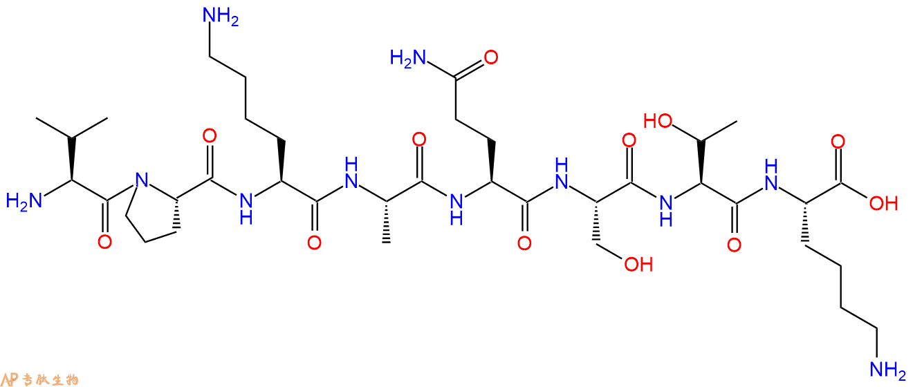 多肽VPKAQSTK的参数和合成路线|三字母为Val-Pro-Lys-Ala-Gln-Ser-Thr