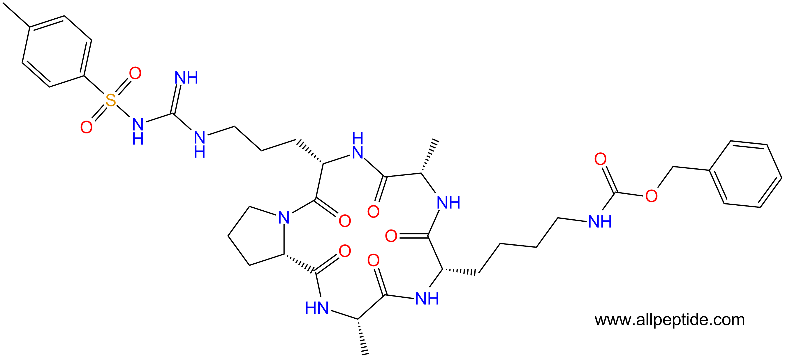 专肽生物产品cyclo-Ala-Arg(Tos)-Pro-Ala-Lys(Cbz)544477-25-0