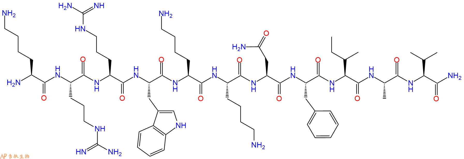 专肽生物产品L-赖氨酰-L-精氨酰-L-精氨酰-L-色氨酰-L-赖氨酰-L-赖氨酰-L-天冬氨酰胺酰-L-苯丙氨198694-74-5