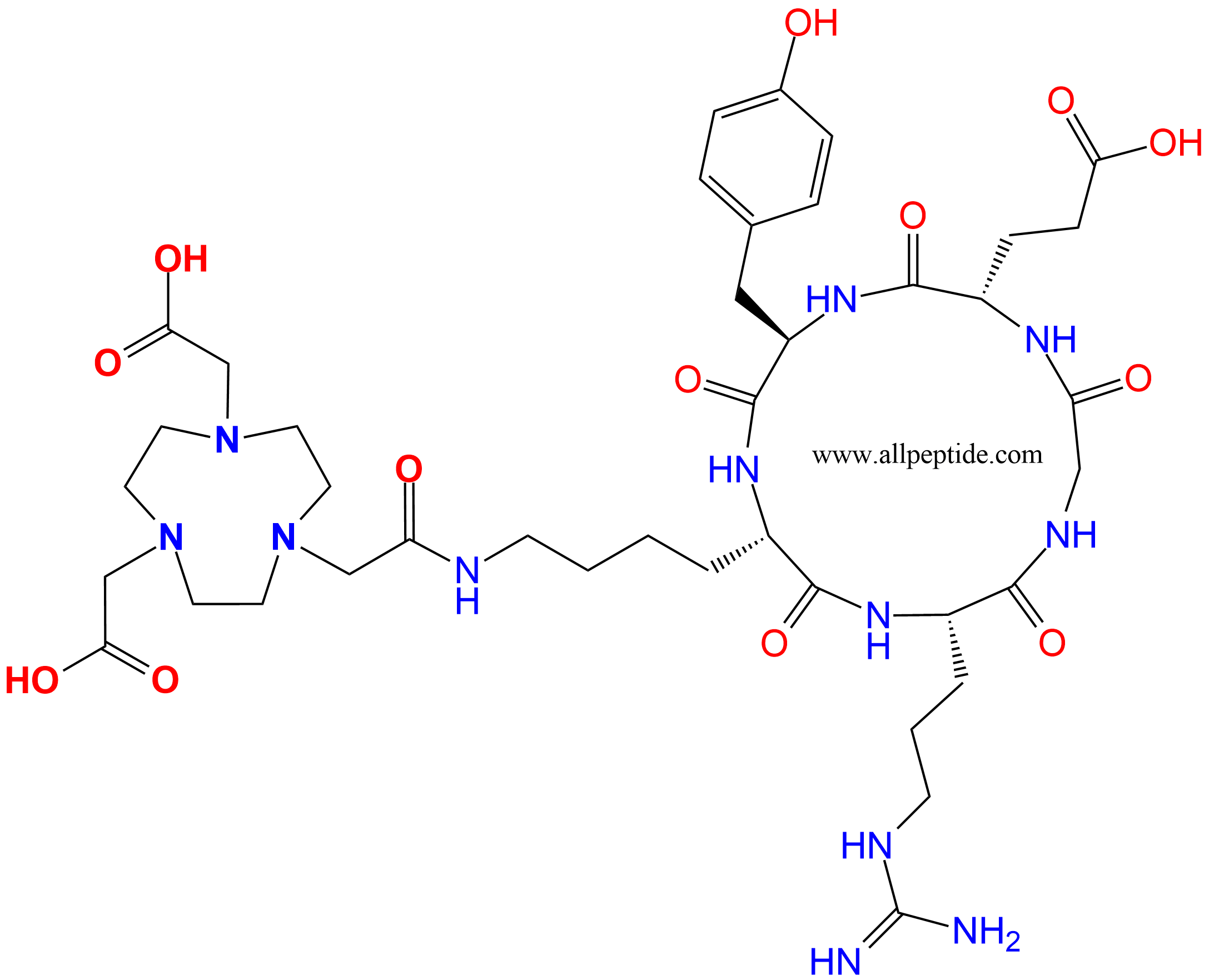 专肽生物产品c(RGD)环肽：NOTA-c(RGDyK)