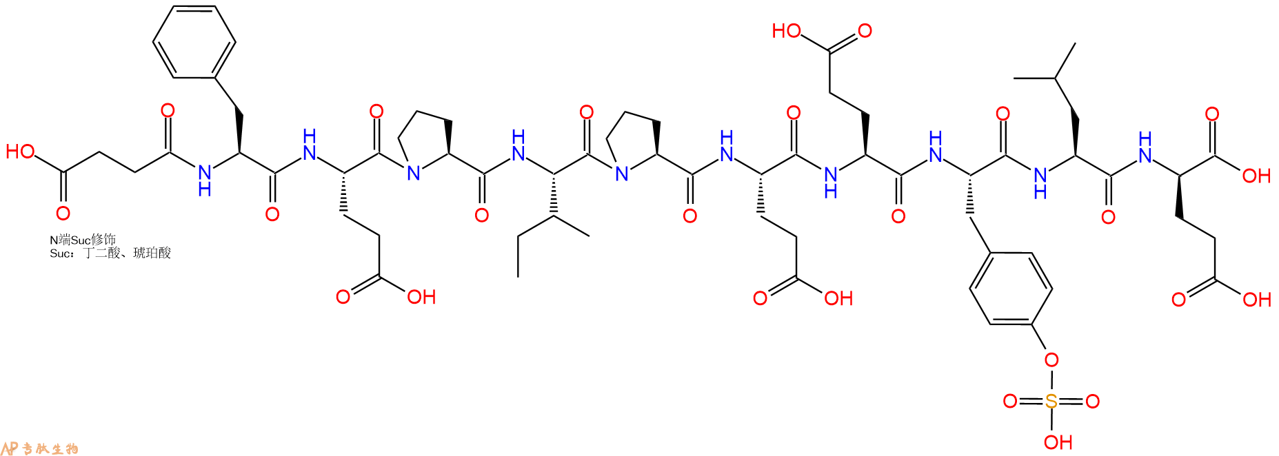 专肽生物产品Suc-F-E-P-I-P-E-Glu-Tyr(OSO3H)-L-DGlu131791-98-5