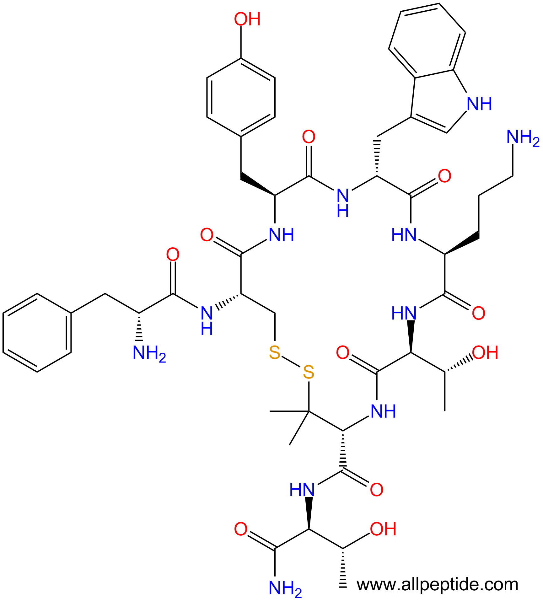 专肽生物产品生长激素抑制素[Cys2, Tyr3, Orn5, Pen7-NH2]-Somatostatin14103429-31-8