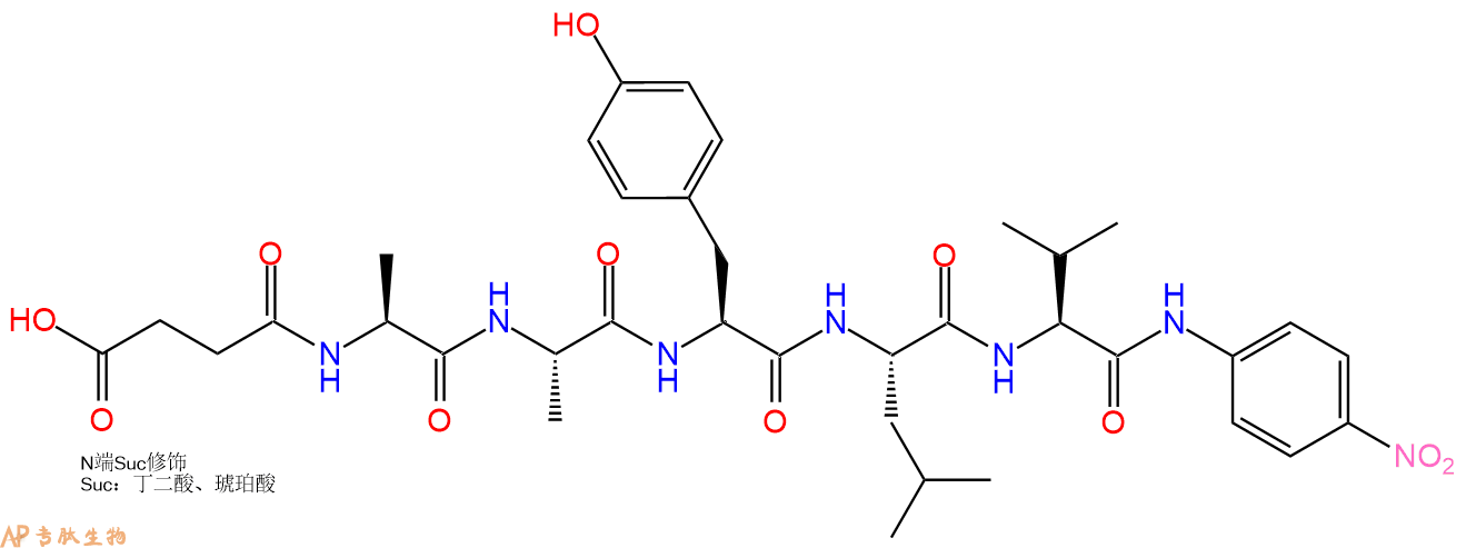 专肽生物产品五肽Suc-Ala-Ala-Tyr-Leu-Val-对硝基苯胺82155-67-7