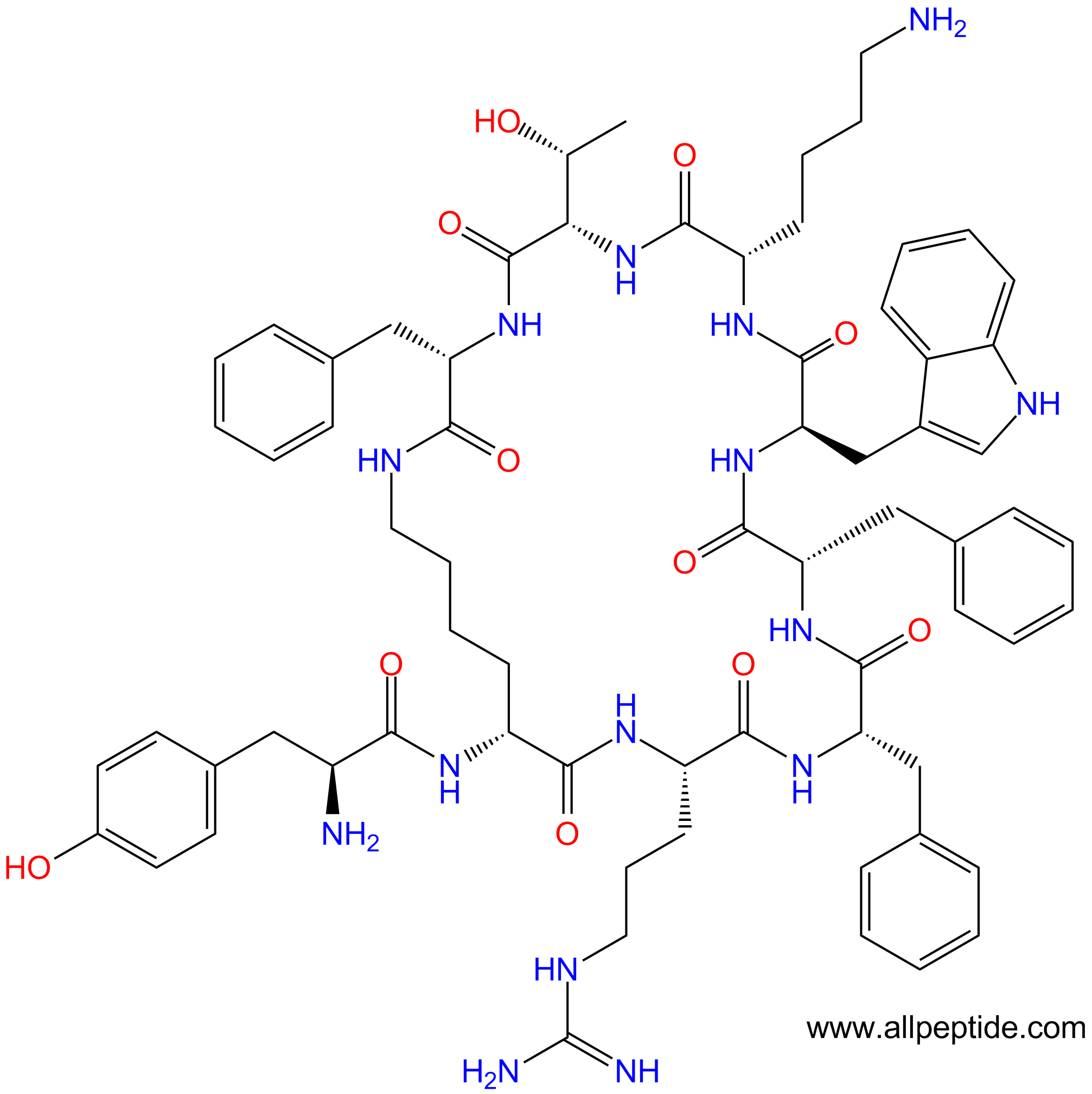 专肽生物产品Tyr-cyclo(DLys-R-F-Phe-DTrp-K-T-Phe)1608155-34-5