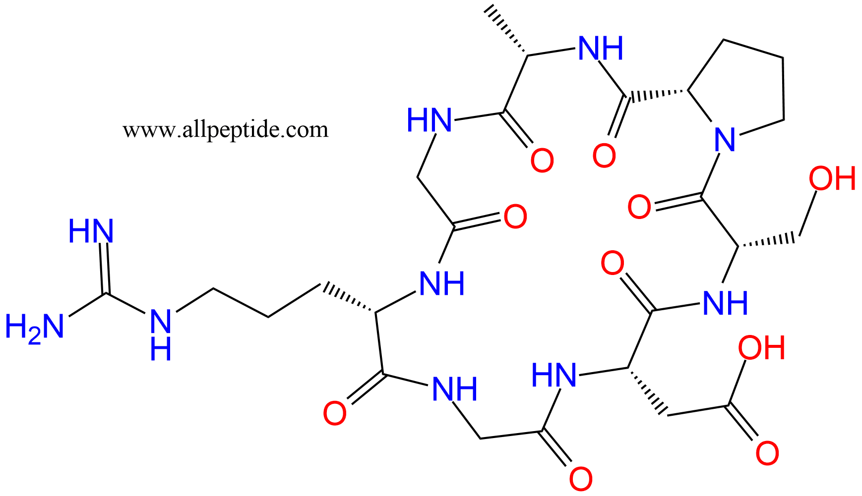 专肽生物产品RGD环肽：环七肽c(GRGDSPA)128857-77-2