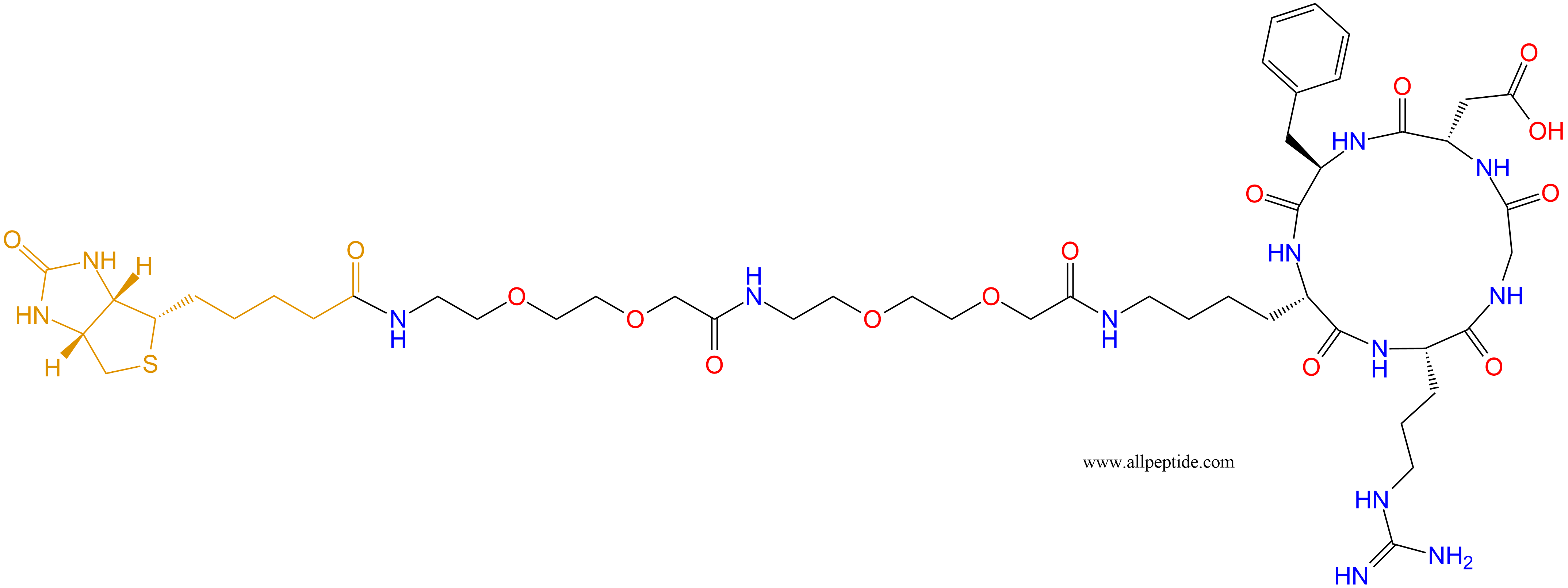 专肽生物产品c(RGD)环肽：c[RGDfK(Biotin-PEG2-PEG2)]