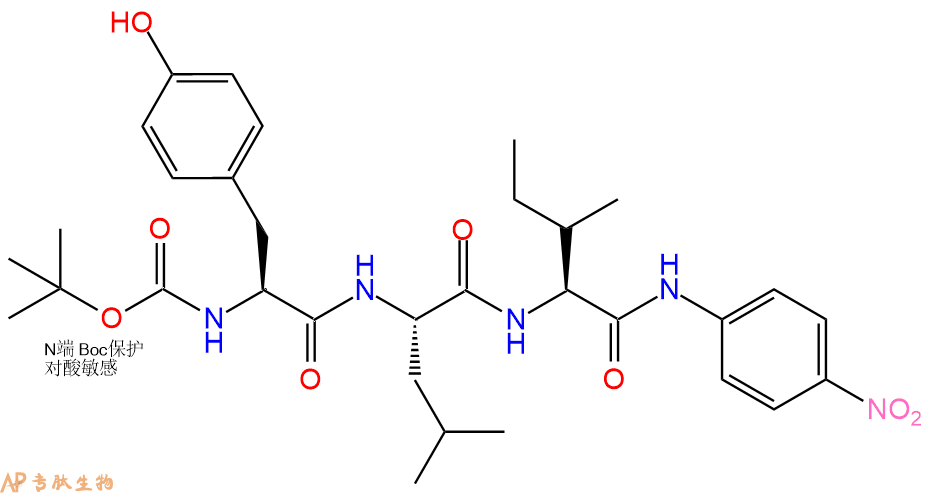 专肽生物产品三肽Boc-Tyr-Leu-Ile-对硝基苯胺85697-83-2