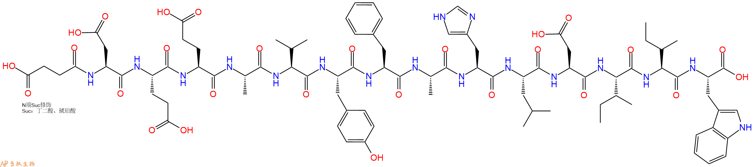 专肽生物产品Succinyl-(Glu⁹,Ala¹¹·¹⁵)-Endothelin-1 (8-21)142569-99-1