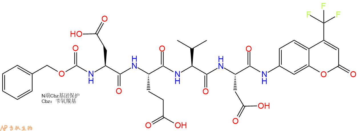 专肽生物产品AFC修饰多肽：Z-Asp-Glu-Val-Asp-7-氨基-4-三氟甲基香豆素1135416-11-3
