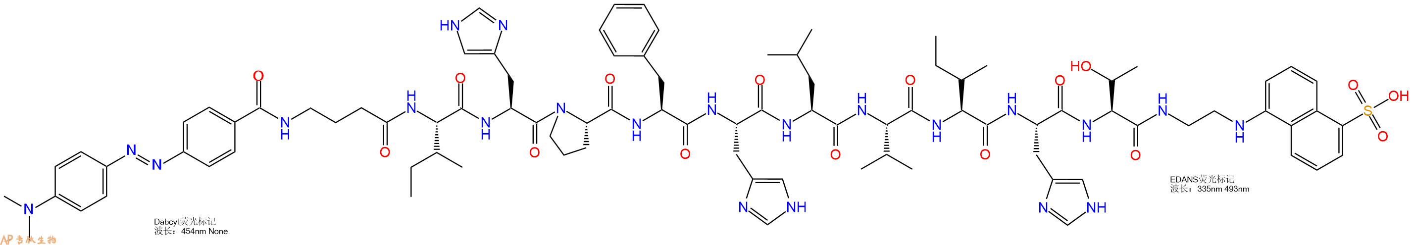 专肽生物产品DABCYL-γ-ABU-I-H-P-F-H-L-Val-I-H-THR-EDANS142988-22-5