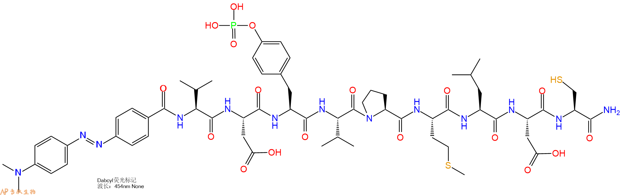 专肽生物产品DABCYL修饰肽：DABCYL-Val-Asp-Tyr(PO3H2)-Val-Pro-Met-Le1166966-93-3