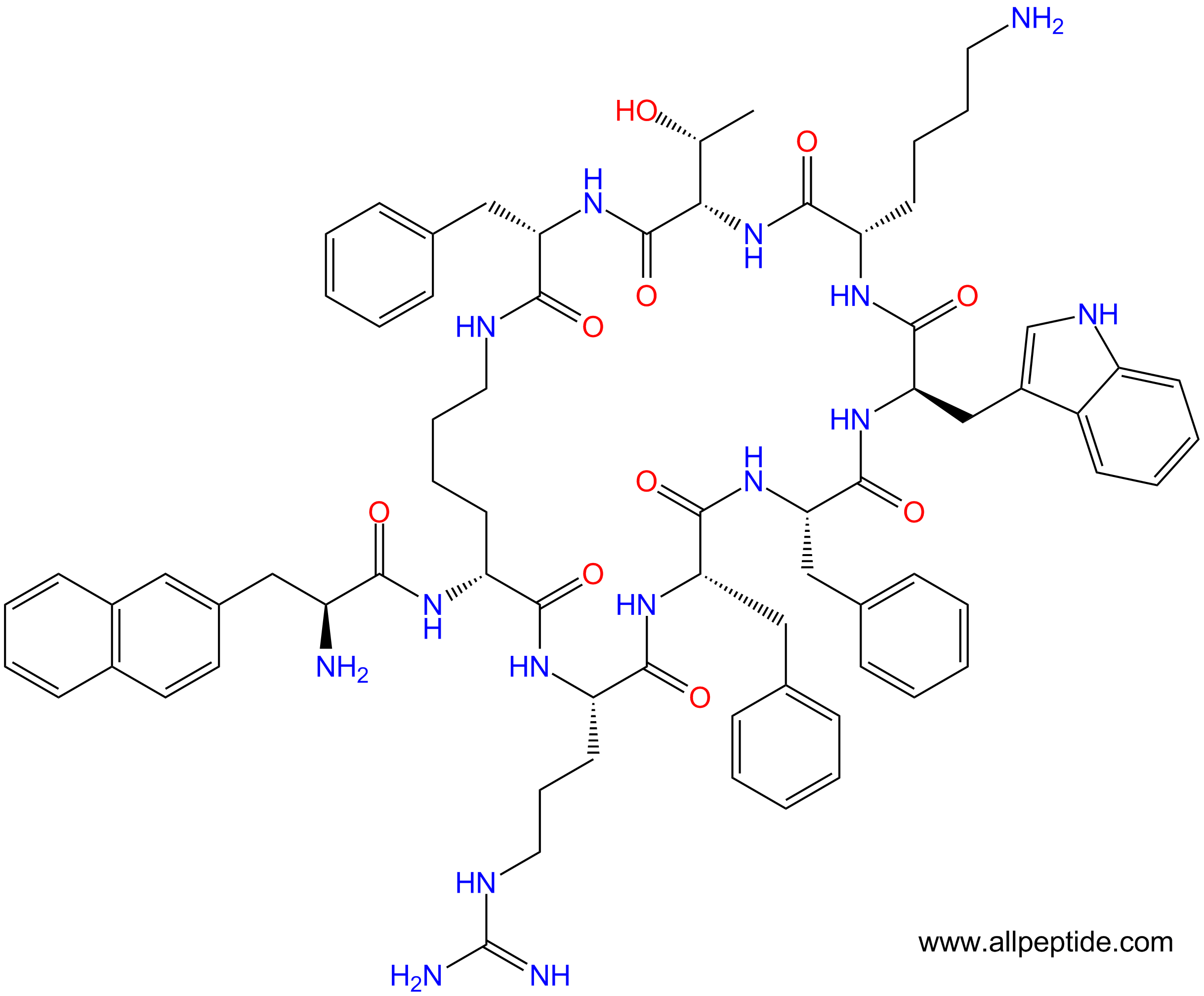 专肽生物产品D2Nal-cyclo(DLys-R-F-Phe-DTrp-K-T-Phe)1608155-38-9