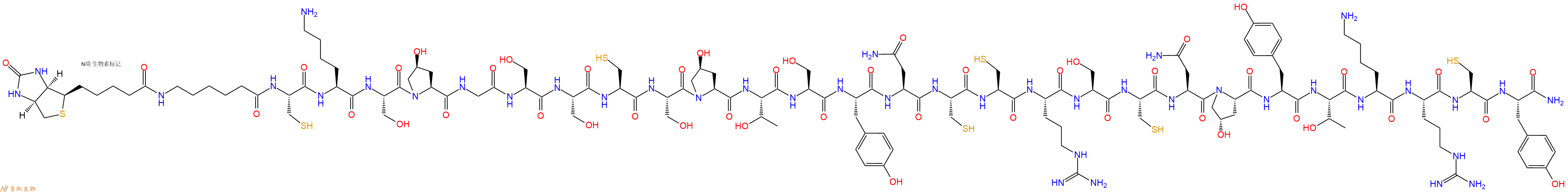 专肽生物产品生物素标记肽Biotin-εAhx-CKSGSSCSTSYNCCRSCNYTKRCY-NH2151928-23-3