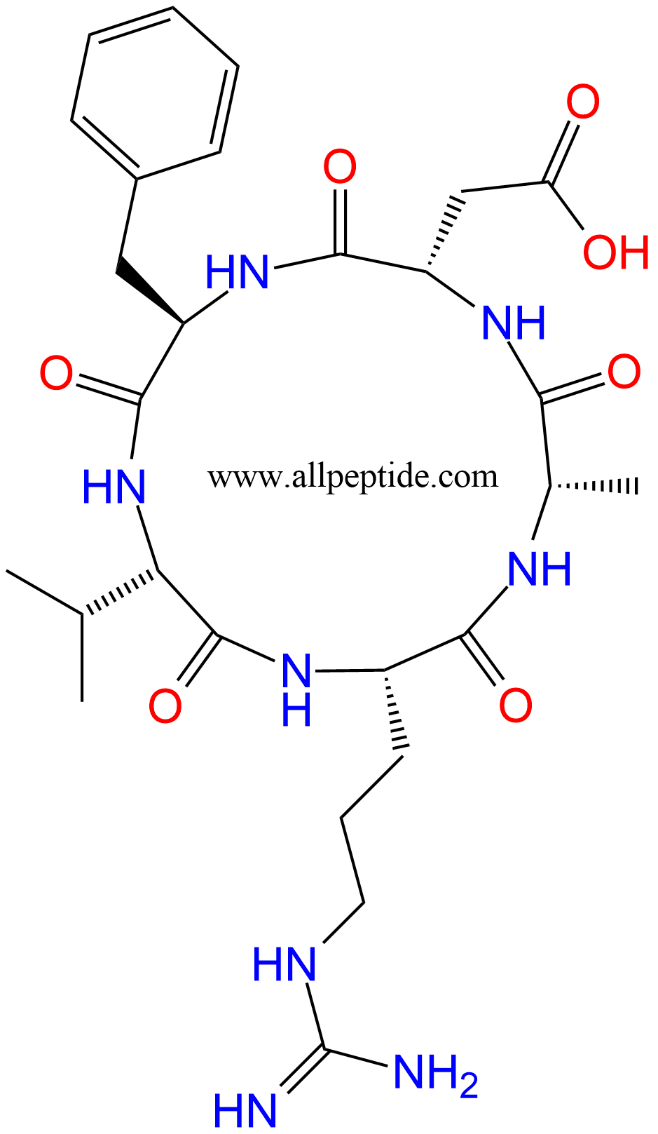 专肽生物产品c(RGD)环肽：c(RADfV)、c(RAD-DPhe-V)137813-36-6