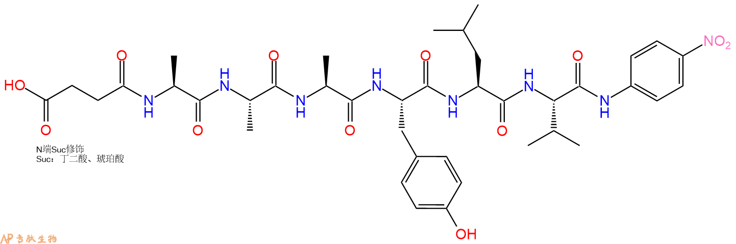 专肽生物产品六肽Suc-Ala-Ala-Ala-Tyr-Leu-Val-对硝基苯胺82155-68-8