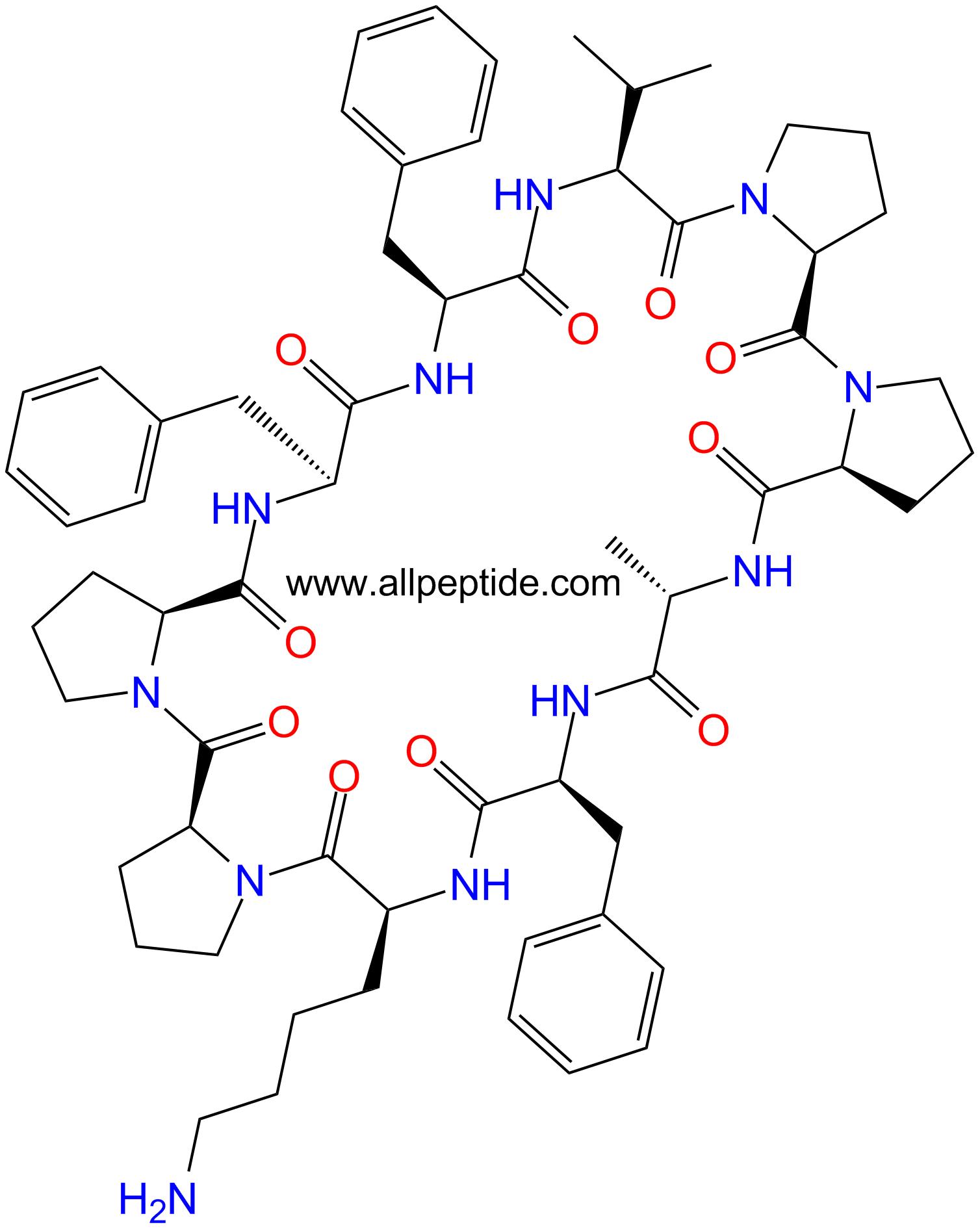专肽生物产品cyclo-(-K-P-Pro-F-Phe-Val-P-Pro-A-F-)87876-14-0