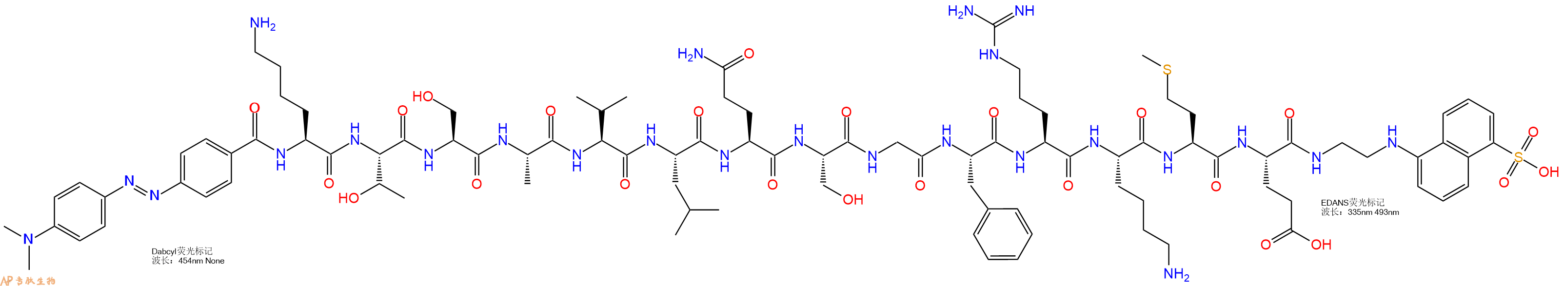 专肽生物产品DABCYL-Lys-Thr-Ser-Ala-Val-Leu-Gln-Ser-Gly-Phe-Arg730985-86-1