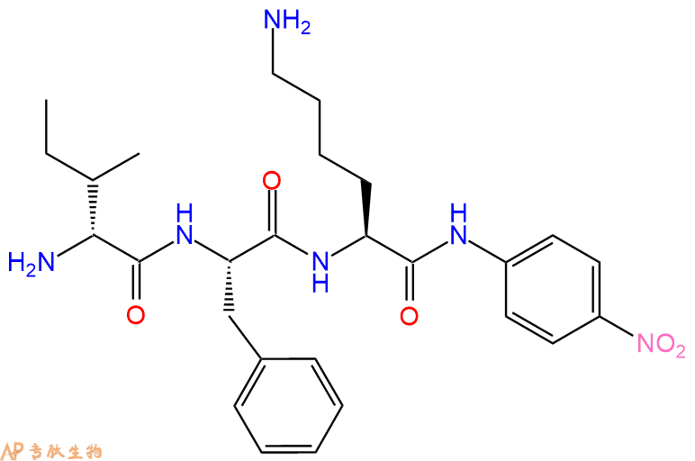 专肽生物产品三肽纤溶酶（纤溶酶）底物：DIle-Phe-Lys-对硝基苯胺76626-41-0