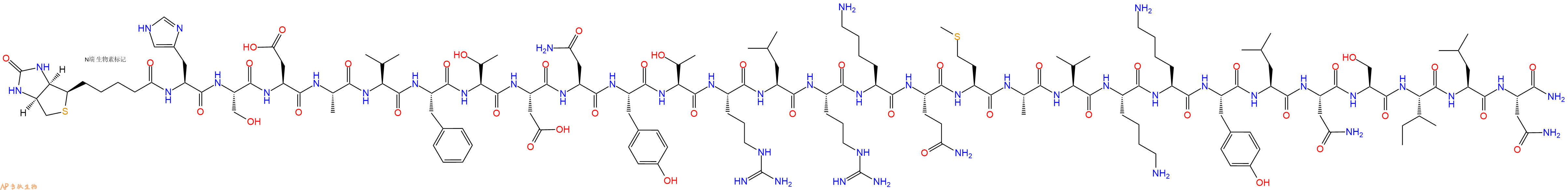 专肽生物产品生物素标记肽Biotin-HSDAVFTDNYTRLRKQMAVKKYLNSILN-NH21815618-13-3