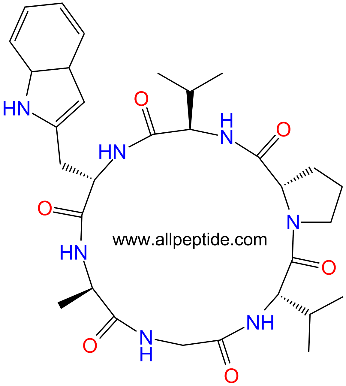 专肽生物产品王不留行环肽A：c(DAla-Gly-Val-Pro-DVal-Trp)161875-97-4