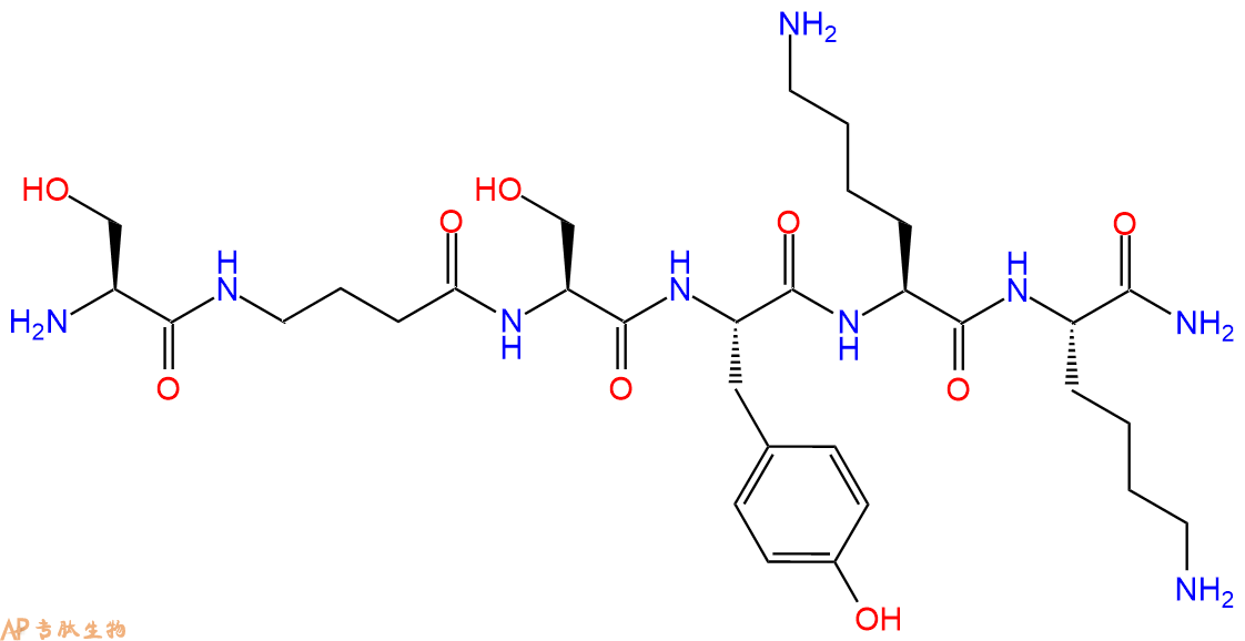 专肽生物产品六肽Ser-Abu-Ser-Tyr-Lys-Lys-NH2