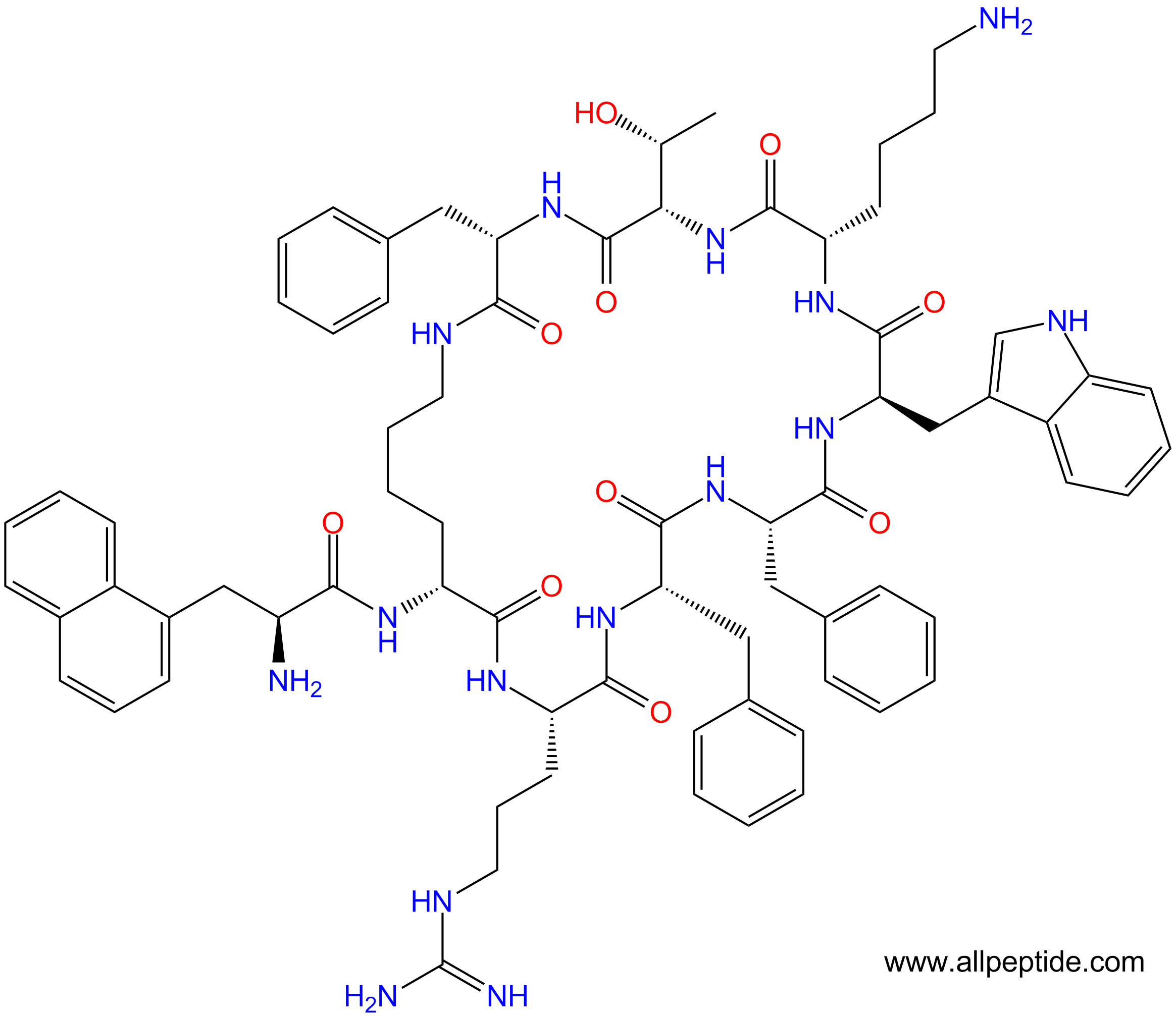 专肽生物产品D1Nal-cyclo(DLys-R-F-Phe-DTrp-K-T-Phe)1608155-46-9