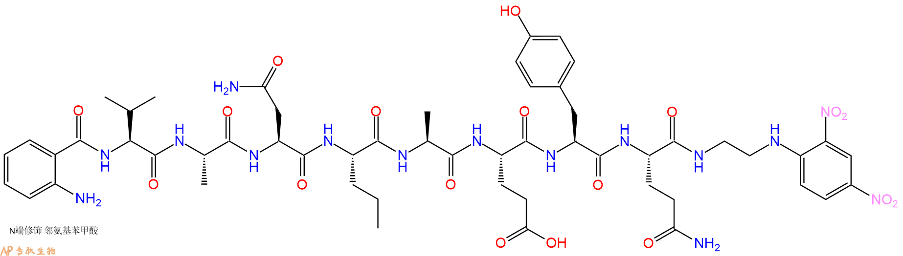专肽生物产品八肽Abz-VAN-Nva-AEYQ-EDDnp1538576-38-3