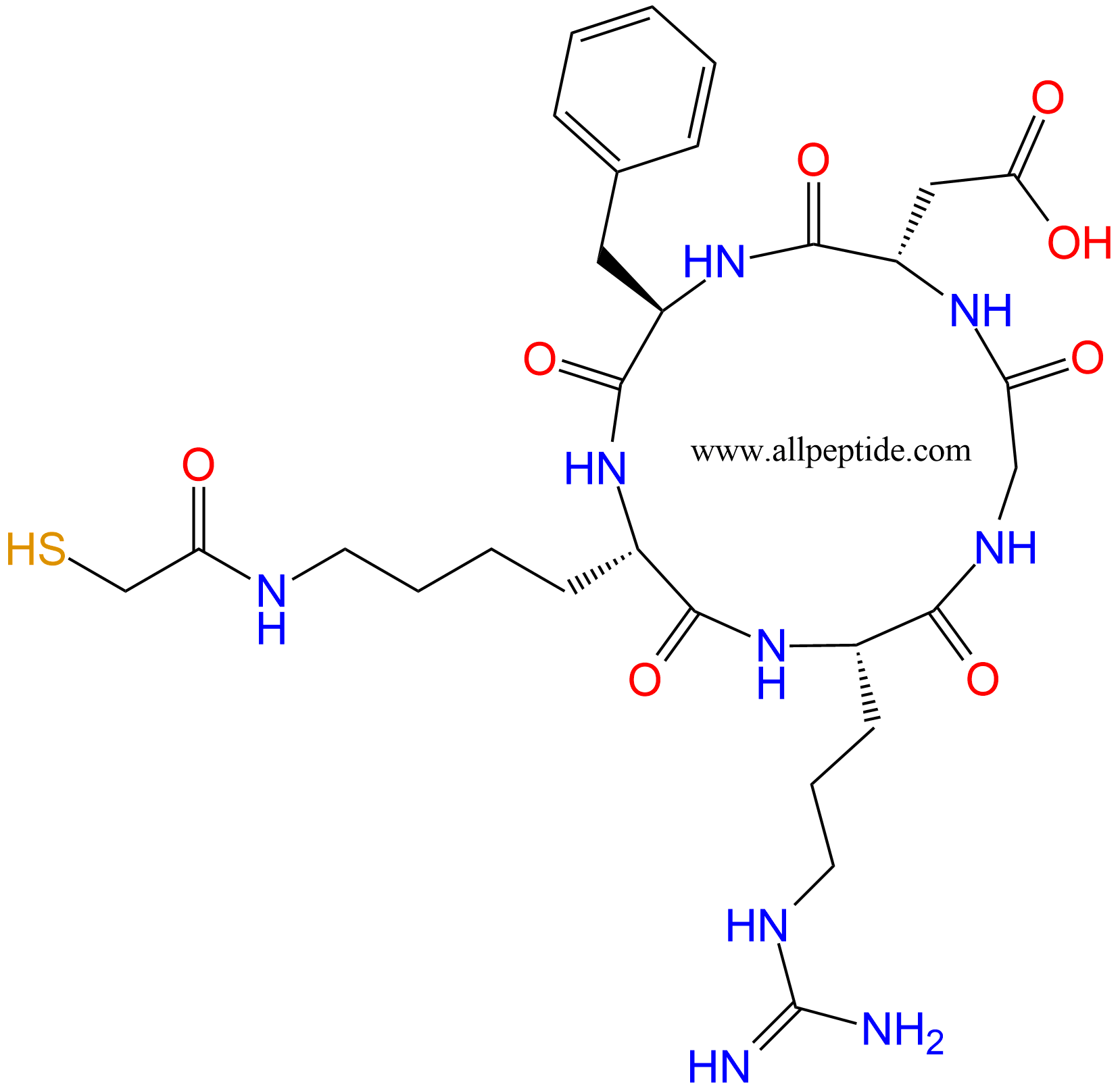 多肽生物产品cyclo(RGDfK-COCH2SH)
