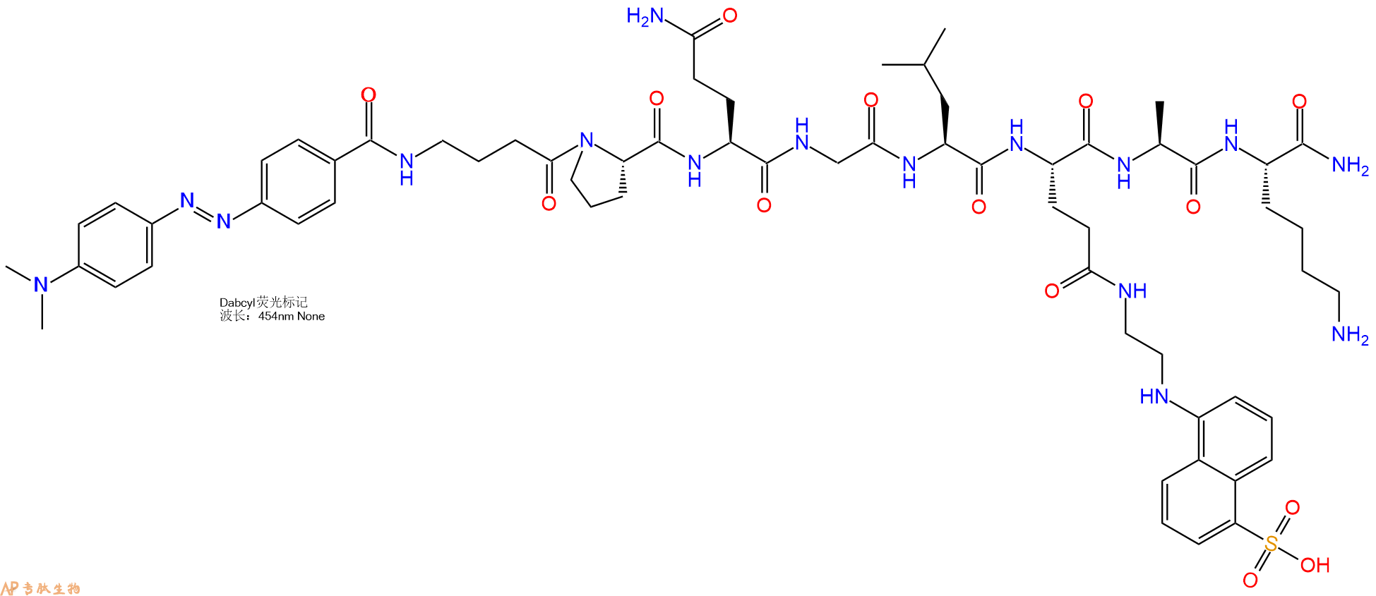 专肽生物产品八肽Dabcyl-Gaba-PQGL-E(Edans)-AK-NH2193475-71-7
