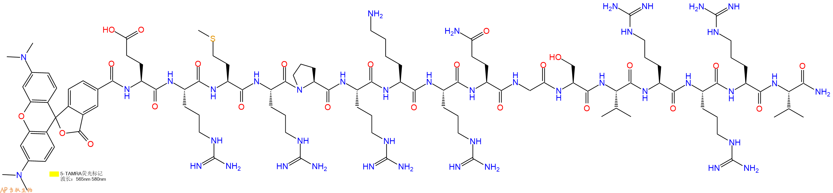 专肽生物产品5TAMRA-ERMRPRKRQGSVRRRV-NH2