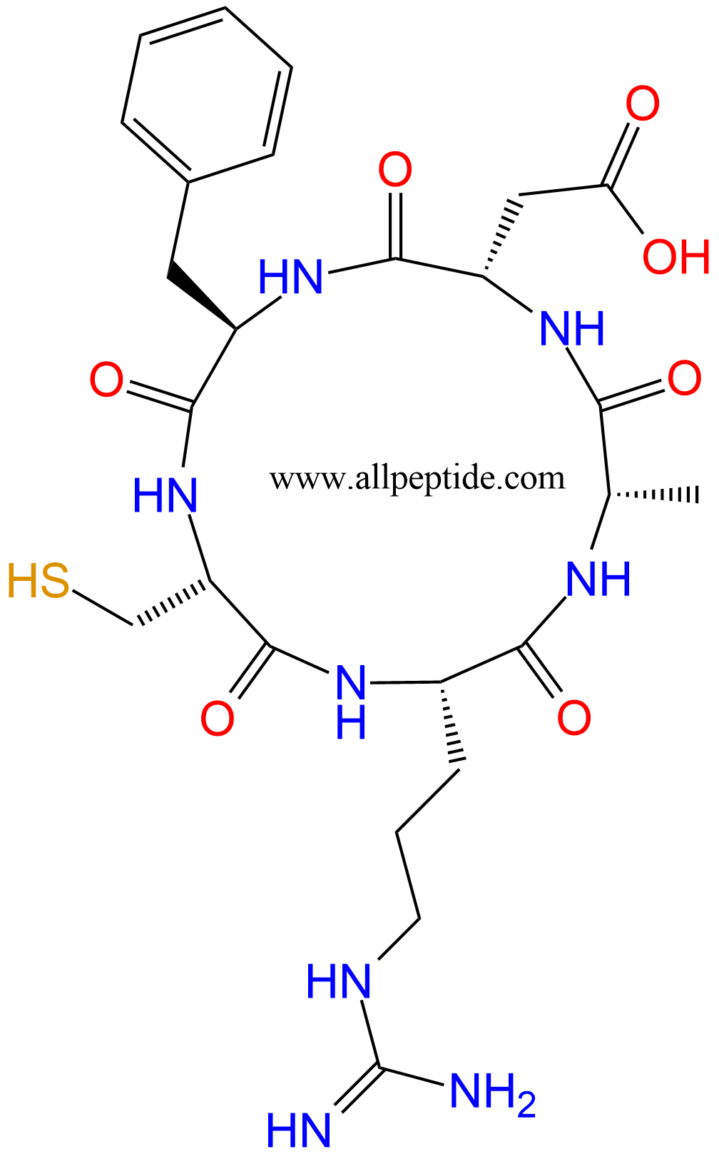 专肽生物产品c(RGD)环肽：c(RADfC)、c(RAD-DPhe-C)1055991-02-0