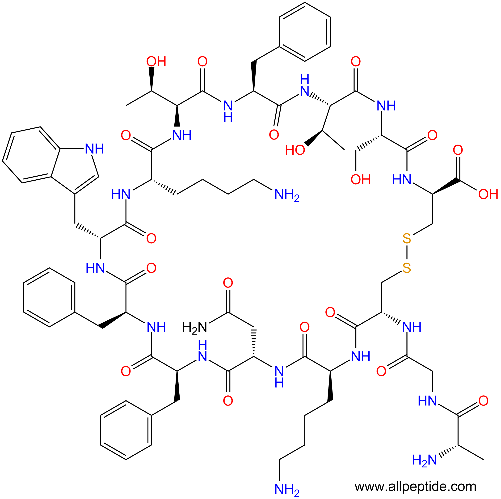 专肽生物产品生长激素抑制素(DTrp8, DCys14)-Somatostatin-1461950-59-2