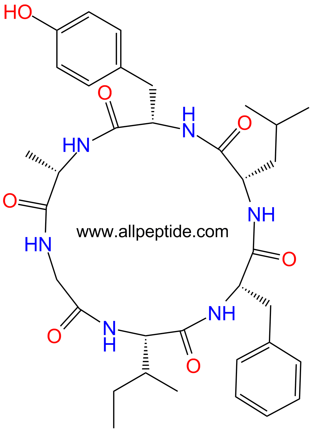 专肽生物产品环六肽c(Gly-Ile-Phe-Leu-Tyr-Ala-)870245-70-8