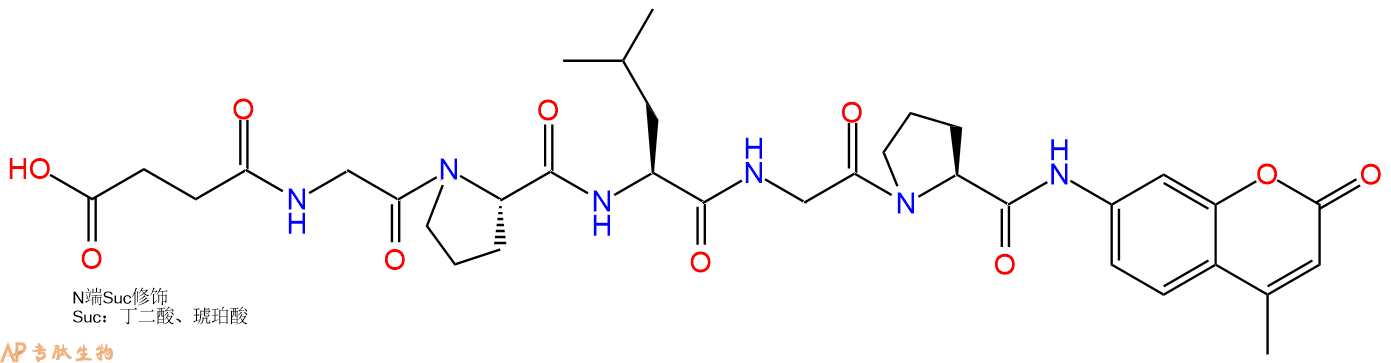 专肽生物产品标记肽Suc-GPLGP-7-氨基-4-甲基香豆素72698-36-3