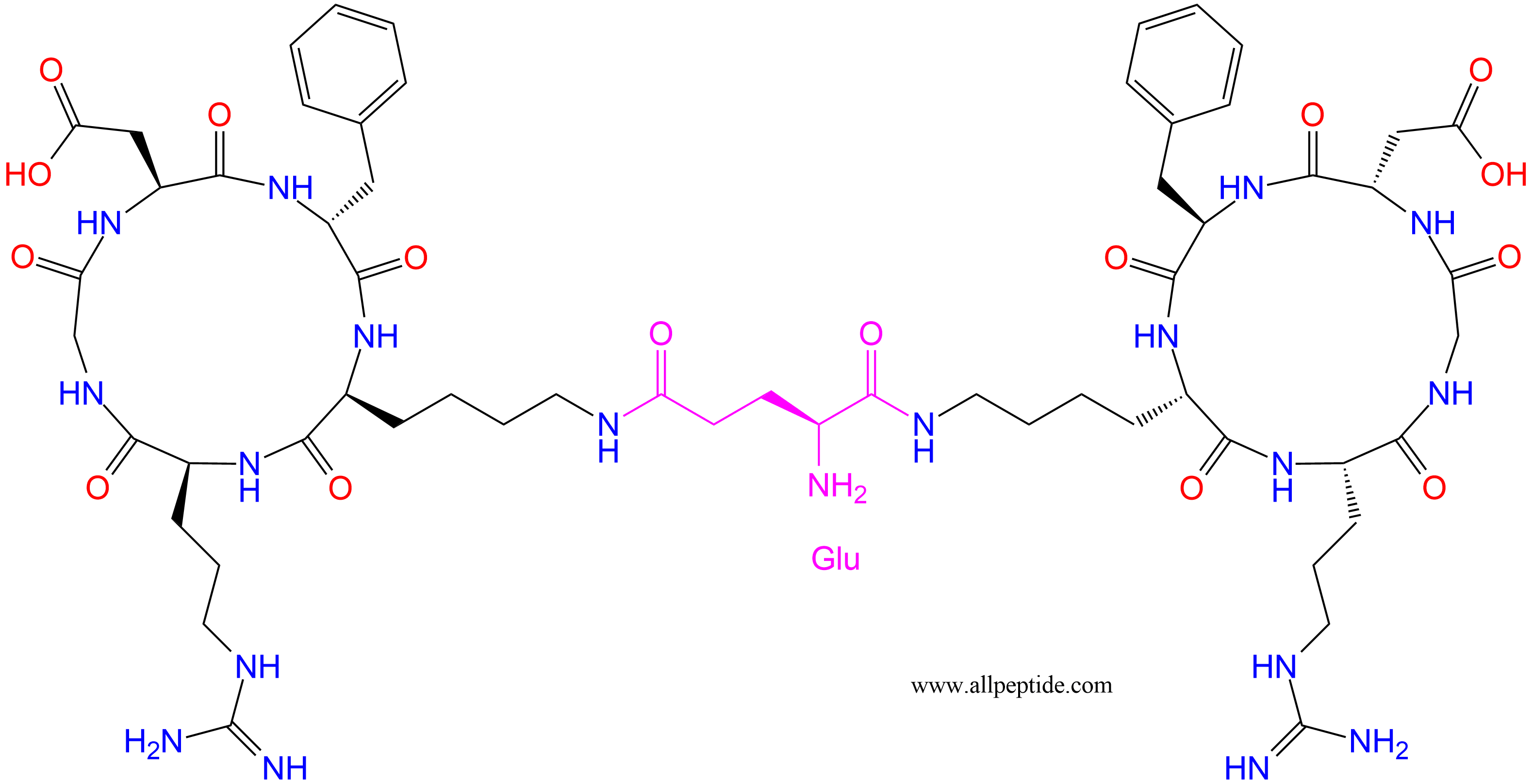 专肽生物产品双c(RGD)环肽：E[c(RGDfK)]2、Glu[cyclo(RGDfK)]-cyclo(RGDfK)250612-47-6