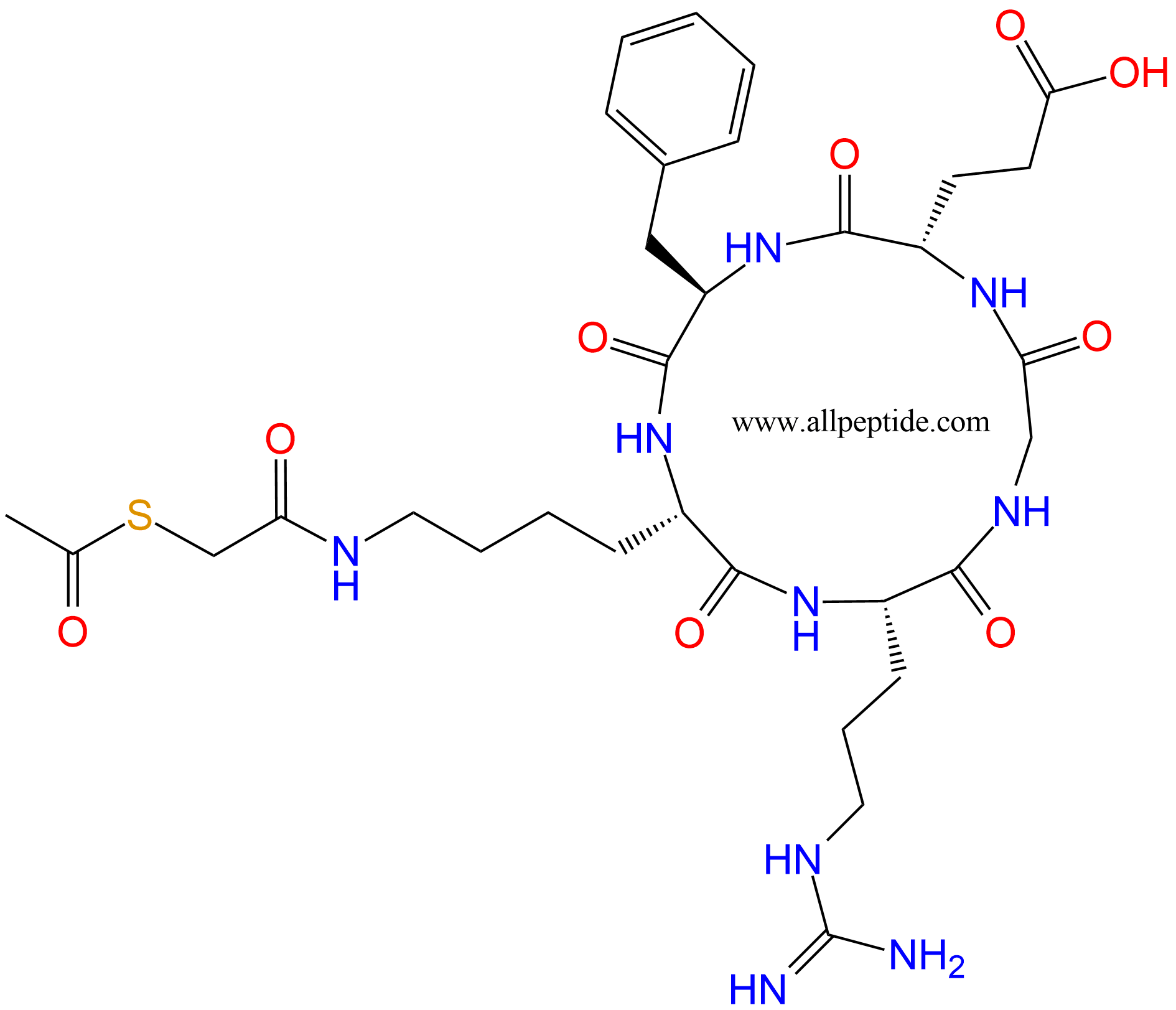 专肽生物产品c(RGD)环肽：c[RGDfK(Ac-SCH2CO)]