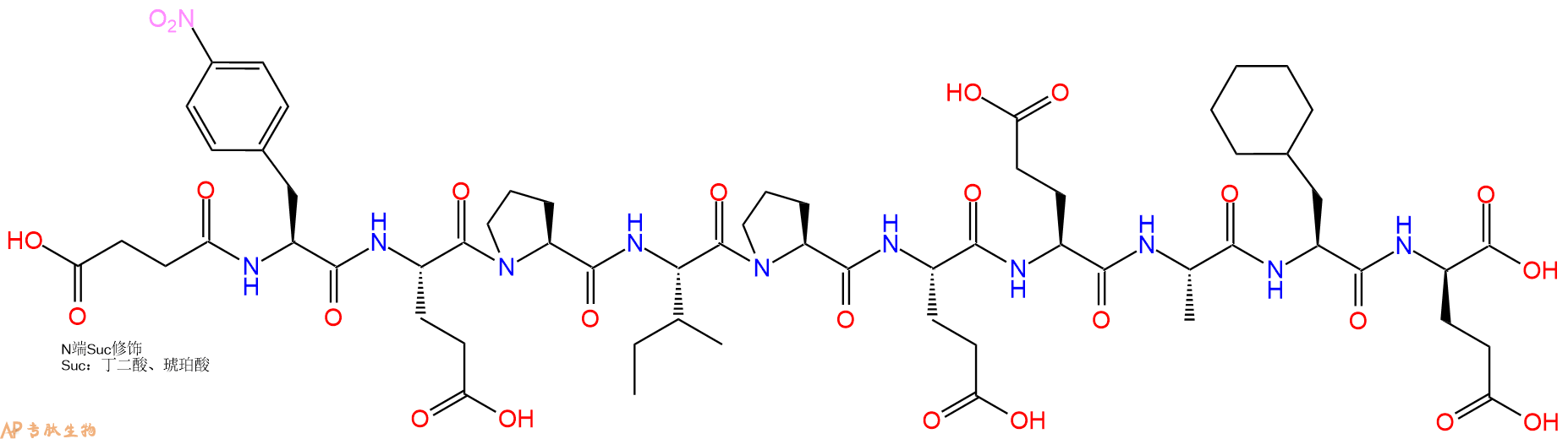 专肽生物产品Suc-Phe(p-NO2)-E-P-I-P-E-Glu-A-Cha-DGlu131791-95-2