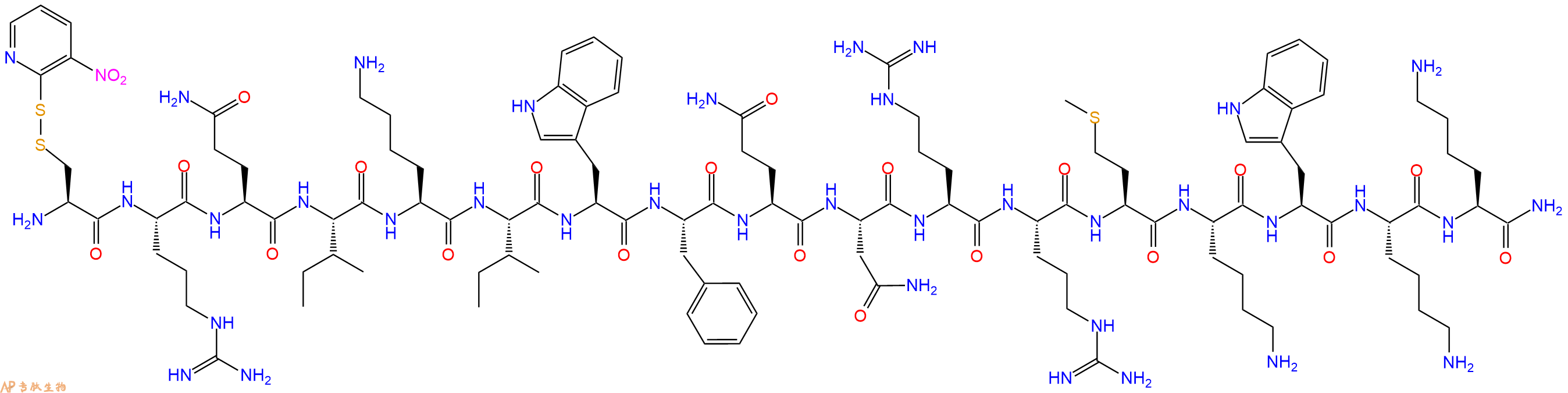 专肽生物产品触角足肽：Cys(NPys)-Antennapedia Homeobox(43-58) amide220337-24-6