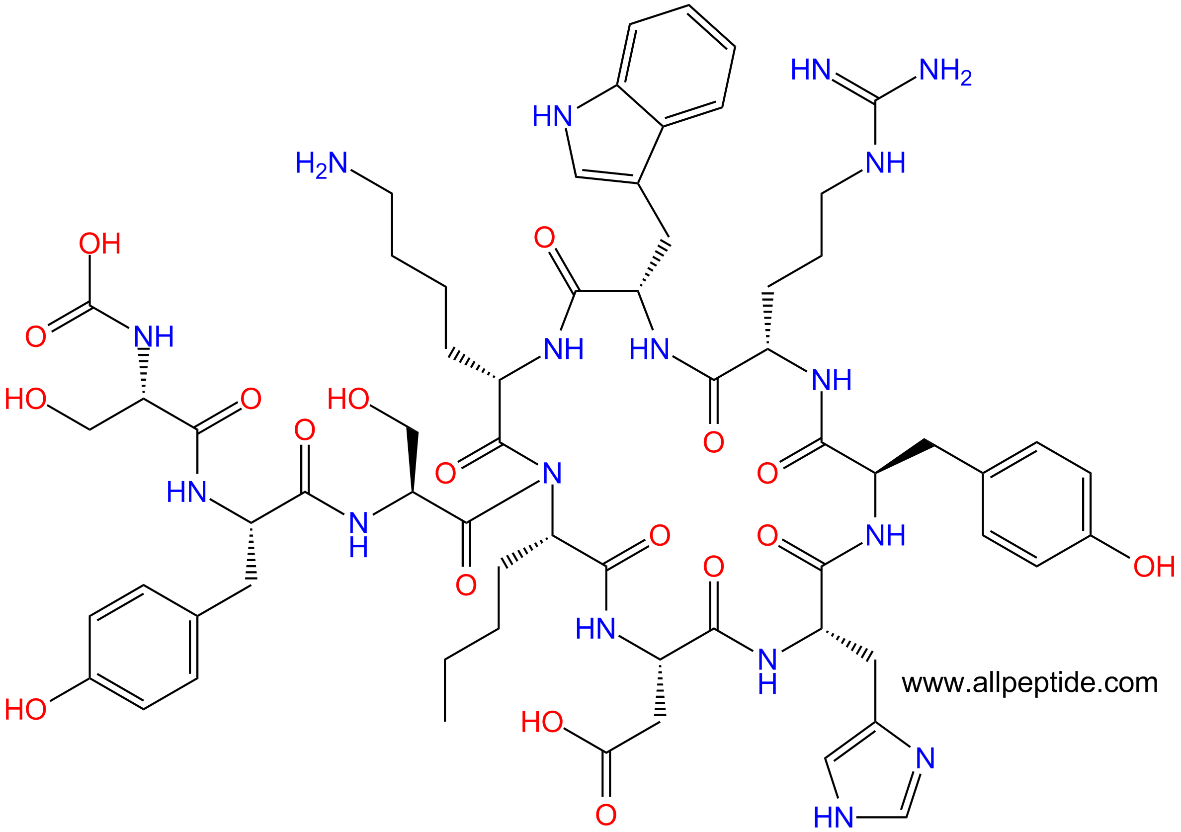 专肽生物产品促黑素 Acetyl -(Nle4, Asp5, DTyr7, Lys10)-cyclo-α-MSH213314-49-9