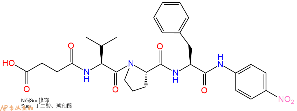 专肽生物产品标记肽Suc-Val-Pro-Phe-对硝基苯胺95192-11-3
