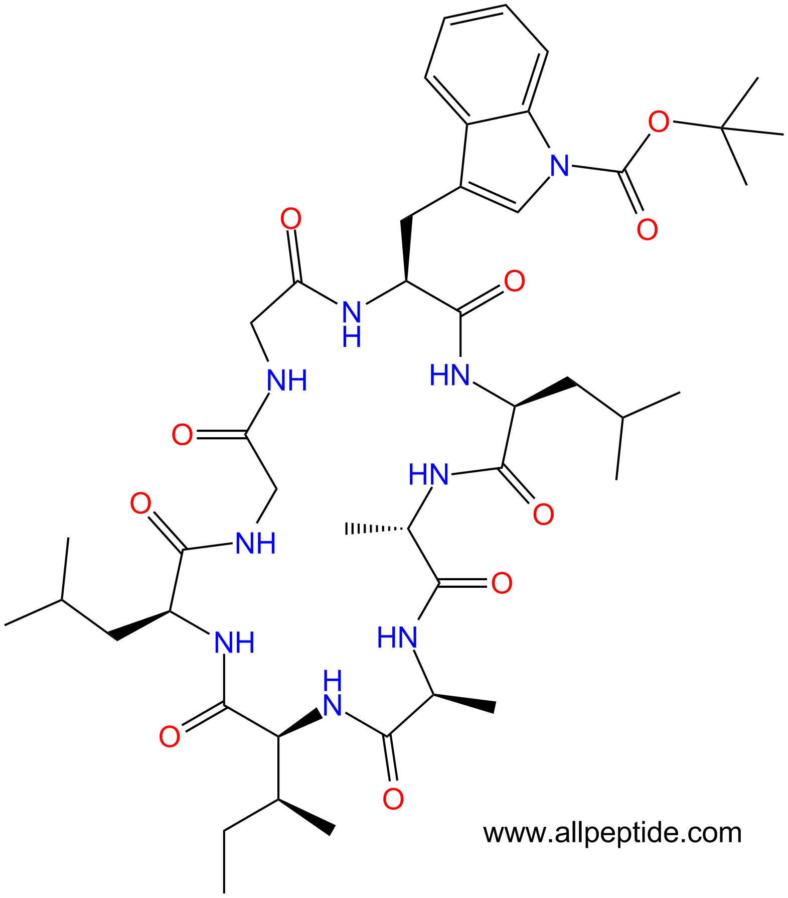 专肽生物产品八肽cyclo(G-W(Boc)-LAAILG)(main chain cyclo)1234926-36-3